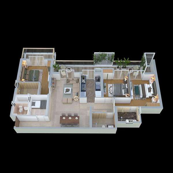 3577 SQFT (4 BHK + Utility)